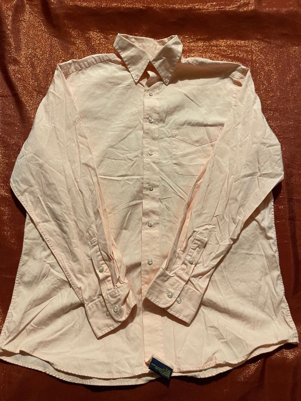 Club Room Dress Shirt Mens L 16 34/35 Pink 80s Pinpoint Oxford Button-Down